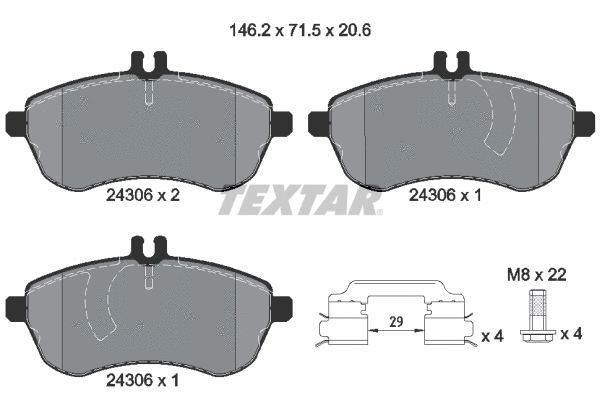 Diskinių stabdžių trinkelių rinkinys TEXTAR 2430602