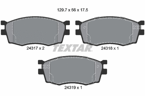 Diskinių stabdžių trinkelių rinkinys TEXTAR 2431701