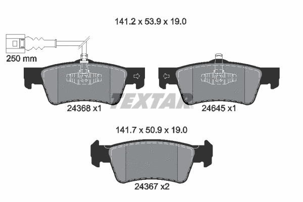Diskinių stabdžių trinkelių rinkinys TEXTAR 2436801
