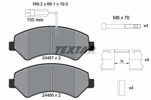 Diskinių stabdžių trinkelių rinkinys TEXTAR 2446701