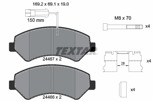 Diskinių stabdžių trinkelių rinkinys TEXTAR 2446703