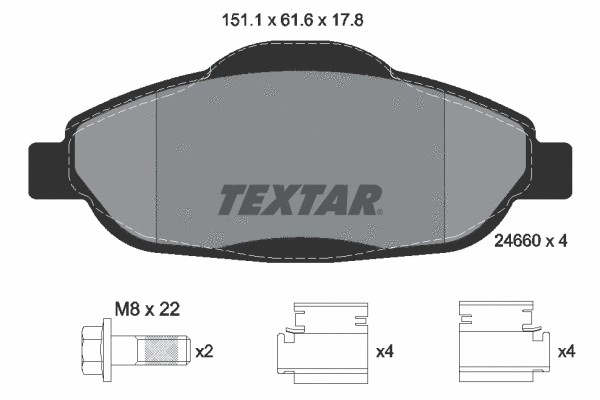 Diskinių stabdžių trinkelių rinkinys TEXTAR 2466001