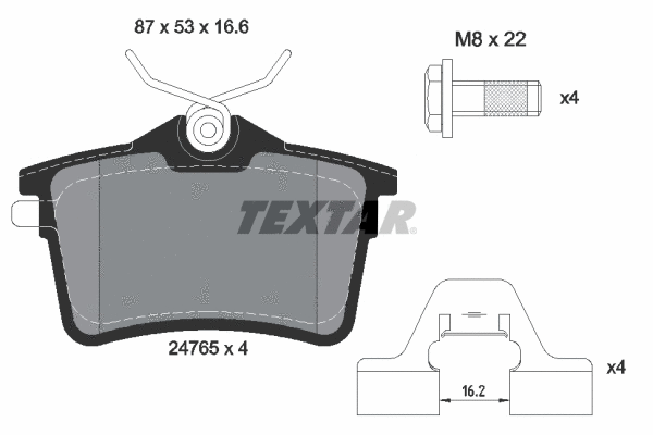 Diskinių stabdžių trinkelių rinkinys TEXTAR 2476501