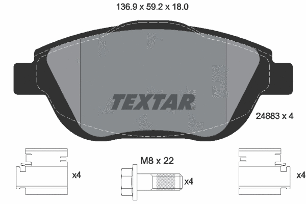 Diskinių stabdžių trinkelių rinkinys TEXTAR 2488301