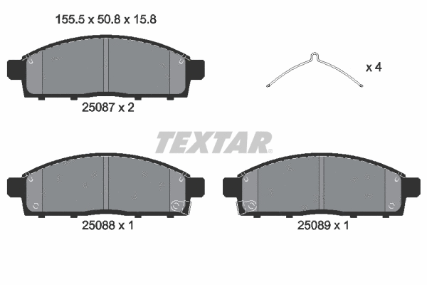 Diskinių stabdžių trinkelių rinkinys TEXTAR 2508703