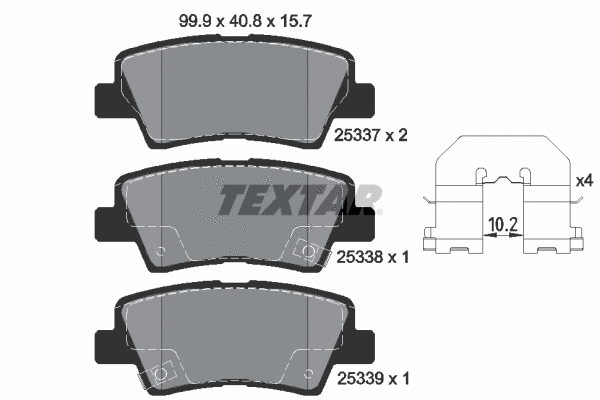 Diskinių stabdžių trinkelių rinkinys TEXTAR 2533701