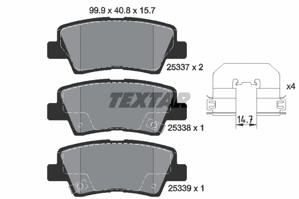 Diskinių stabdžių trinkelių rinkinys TEXTAR 2533703