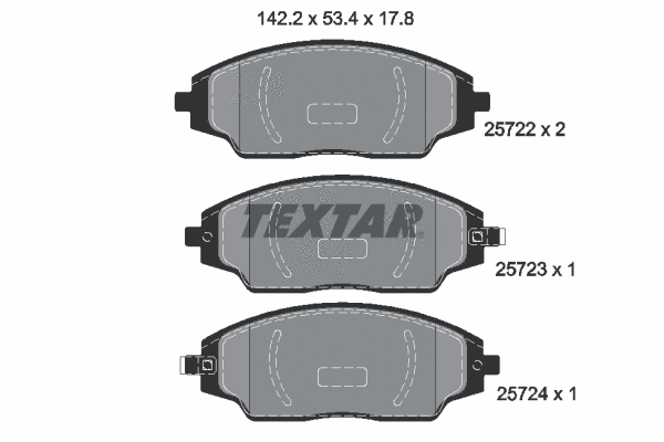 Diskinių stabdžių trinkelių rinkinys TEXTAR 2572201