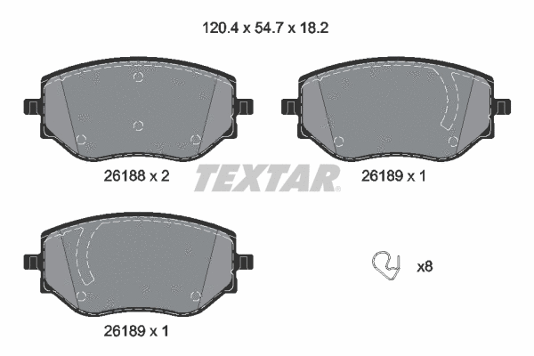 Diskinių stabdžių trinkelių rinkinys TEXTAR 2618801