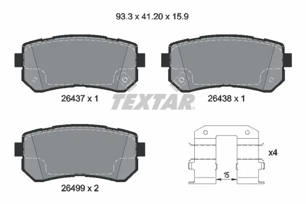 Diskinių stabdžių trinkelių rinkinys TEXTAR 2643701