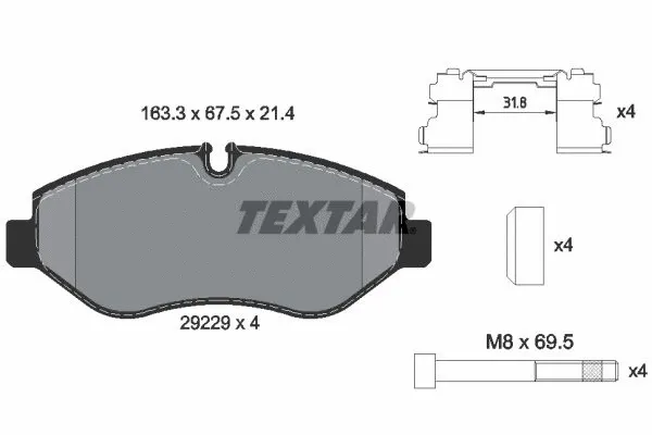 Diskinių stabdžių trinkelių rinkinys TEXTAR 2922901