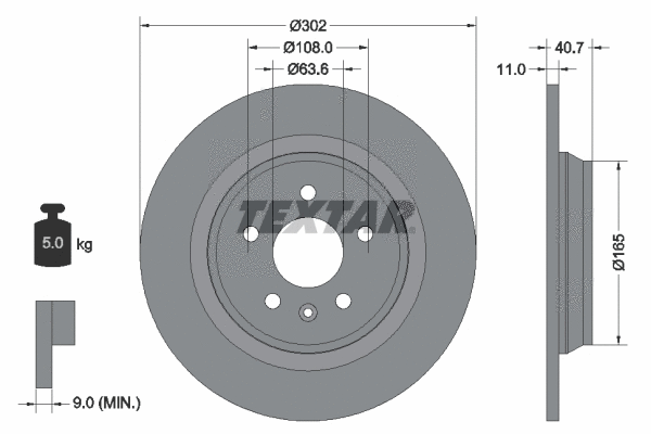 Stabdžių diskas TEXTAR 92162900