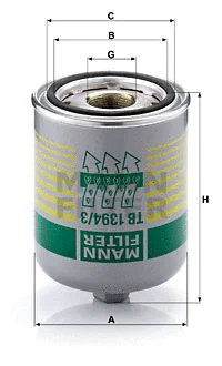 Suspausto oro sistemos oro džiovintuvo kasetė MANN-FILTER TB 1394/3 x