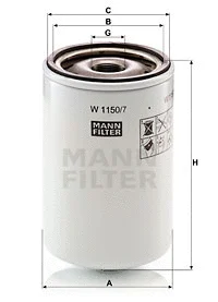 Alyvos filtras MANN-FILTER W 1150/7