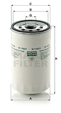 Alyvos filtras MANN-FILTER W 1160/2