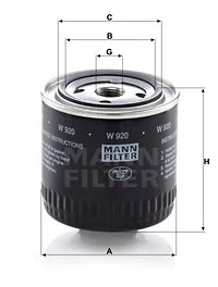 Alyvos filtras MANN-FILTER W 920