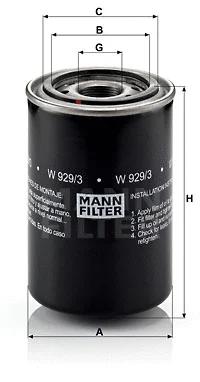 Alyvos filtras MANN-FILTER W 929/3