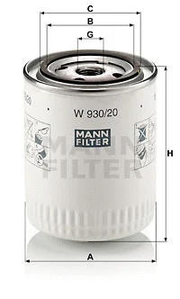 Alyvos filtras MANN-FILTER W 930/20