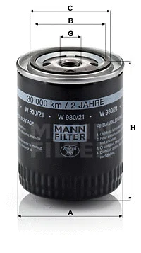Alyvos filtras MANN-FILTER W 930/21