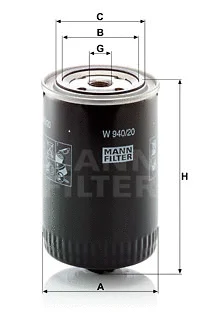 Alyvos filtras MANN-FILTER W 940/20