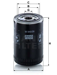 Alyvos filtras MANN-FILTER W 940/26