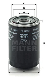 Alyvos filtras MANN-FILTER W 940/38