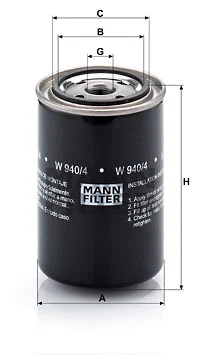 Alyvos filtras MANN-FILTER W 940/4