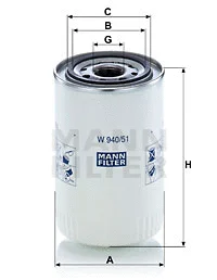 Hidraulinės sistemos filtras MANN-FILTER W 940/51