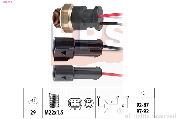 Radiatoriaus ventiliatoriaus temperatūros jungiklis EPS 1.850.610