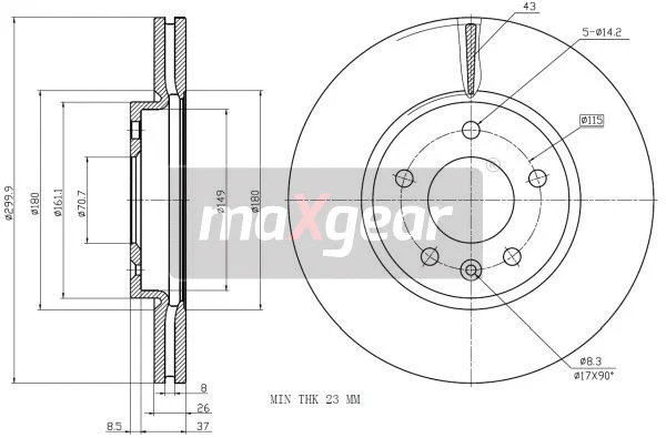 Stabdžių diskas MAXGEAR 19-2332