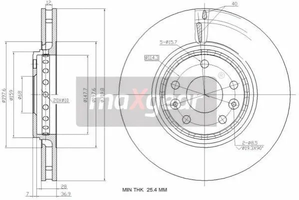 Stabdžių diskas MAXGEAR 19-2363