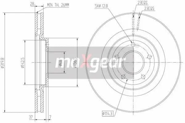 Stabdžių diskas MAXGEAR 19-2364