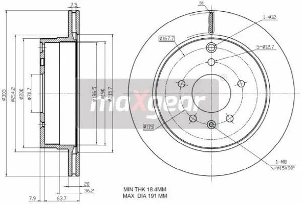 Stabdžių diskas MAXGEAR 19-2370