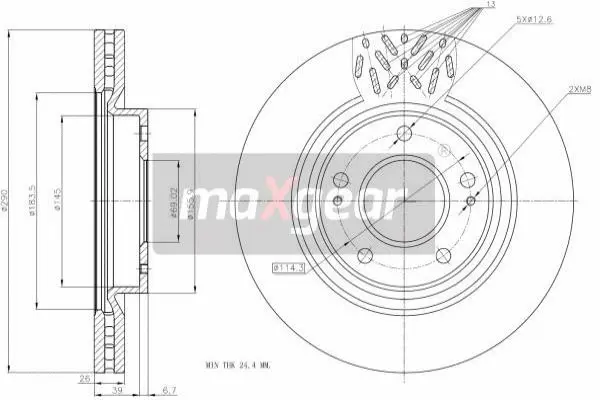 Stabdžių diskas MAXGEAR 19-2393