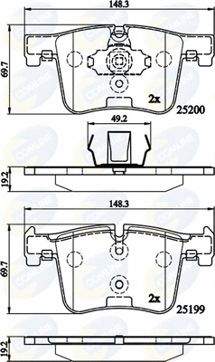 Diskinių stabdžių trinkelių rinkinys COMLINE CBP02149