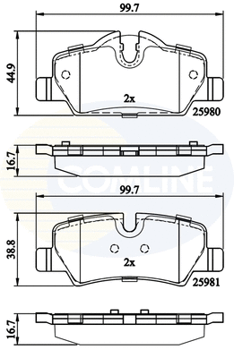 Diskinių stabdžių trinkelių rinkinys COMLINE CBP02262