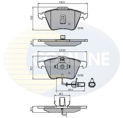 Diskinių stabdžių trinkelių rinkinys COMLINE CBP11200