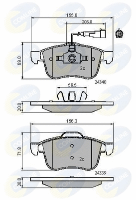 Diskinių stabdžių trinkelių rinkinys COMLINE CBP11718