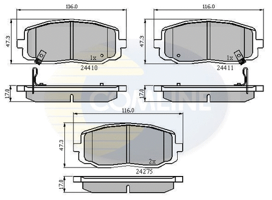Diskinių stabdžių trinkelių rinkinys COMLINE CBP31319