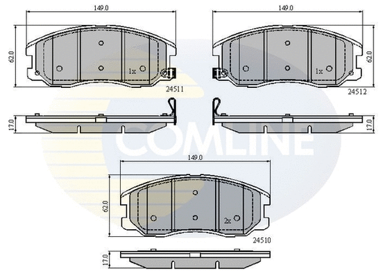 Diskinių stabdžių trinkelių rinkinys COMLINE CBP31582