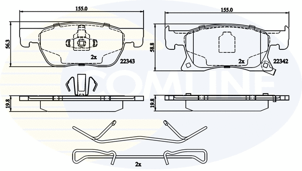 Diskinių stabdžių trinkelių rinkinys COMLINE CBP32306
