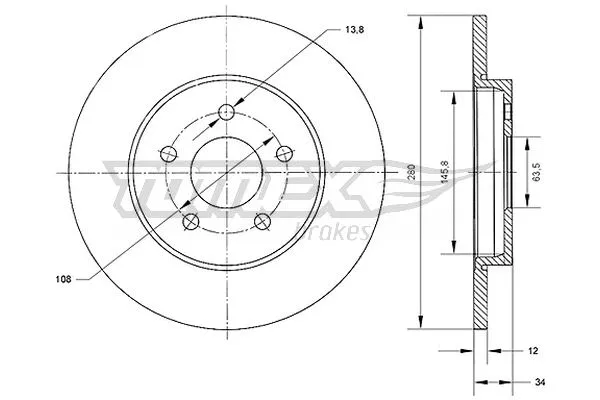 Stabdžių diskas TOMEX Brakes TX 70-53