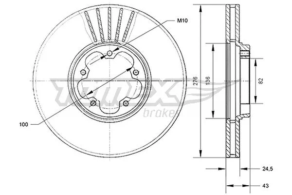 Stabdžių diskas TOMEX Brakes TX 70-75