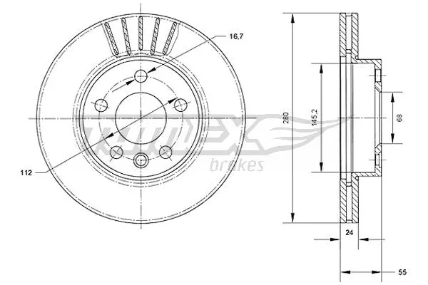 Stabdžių diskas TOMEX Brakes TX 70-78