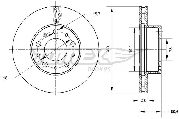 Stabdžių diskas TOMEX Brakes TX 70-95