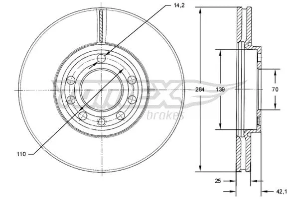 Stabdžių diskas TOMEX Brakes TX 71-30