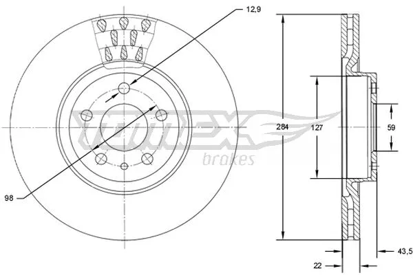 Stabdžių diskas TOMEX Brakes TX 71-39