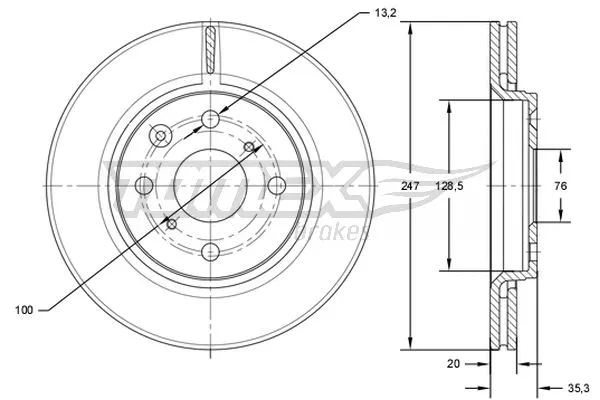 Stabdžių diskas TOMEX Brakes TX 71-55