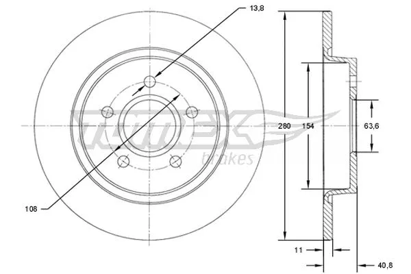 Stabdžių diskas TOMEX Brakes TX 71-75