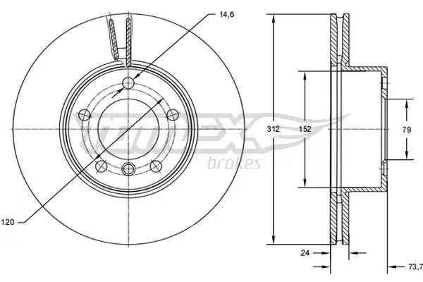 Stabdžių diskas TOMEX Brakes TX 72-78